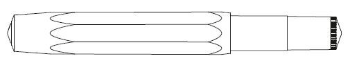 A line drawing of a pen having a faceted cap. 