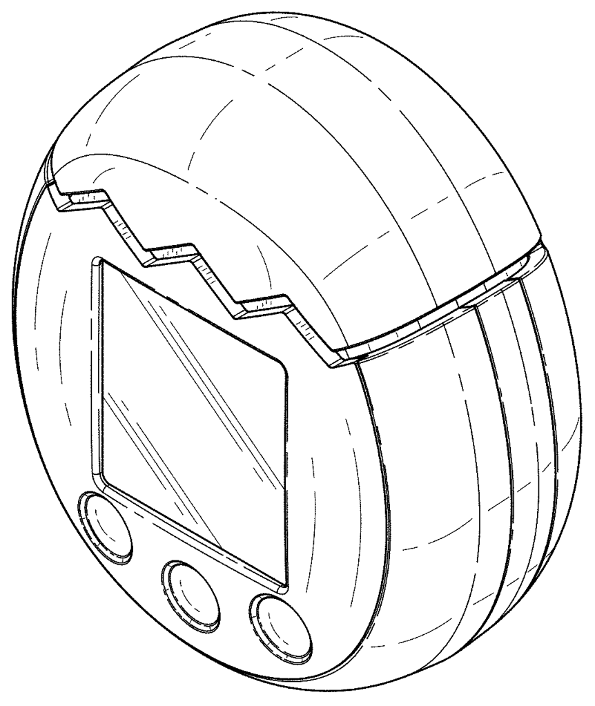 Isometric view of a new-style Tamagotchi.