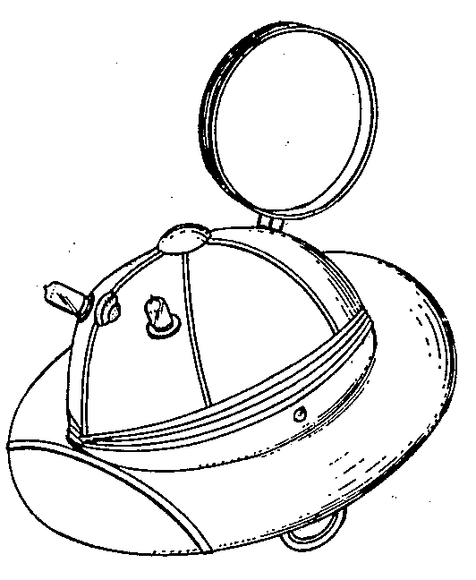 A perspective view of a radio hat with a hoop antenna.